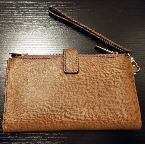 Michael‎ Kors Jet Set Travel Large Double Zip Phone Wallet Brown Luggage - Picture 2 of 7